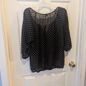 Maurices black and white polka dot top - L